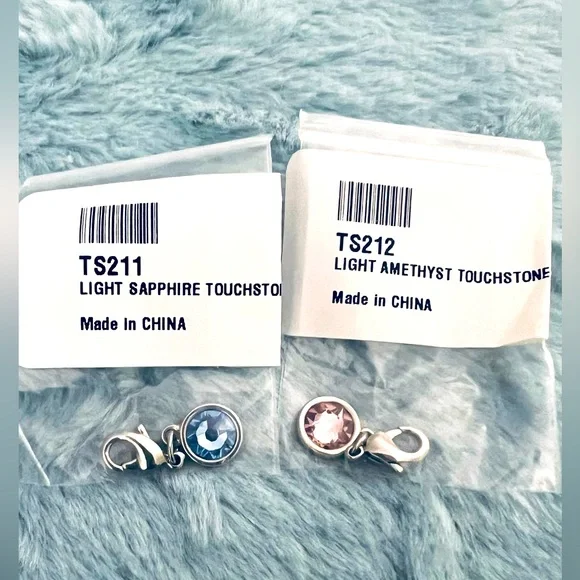 Set of 2 Touchstone Crystal by Swarovski Charms, Light Amethyst/Light Sapphire - Picture 2 of 2